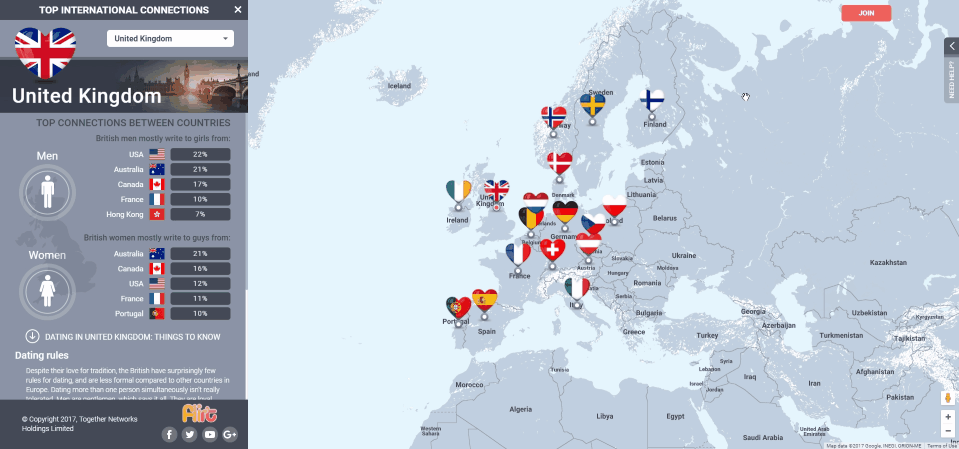 Interactive Map Of Online Dating. Check Who Is Flirting With Whom!