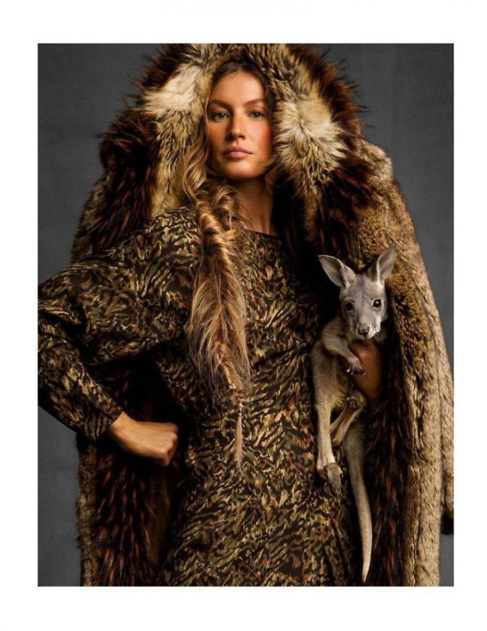 Gisele Bündchen And A Baby Kangaroo Cover 'Vogue' Paris's Faux Fur-Heavy Animals Issue