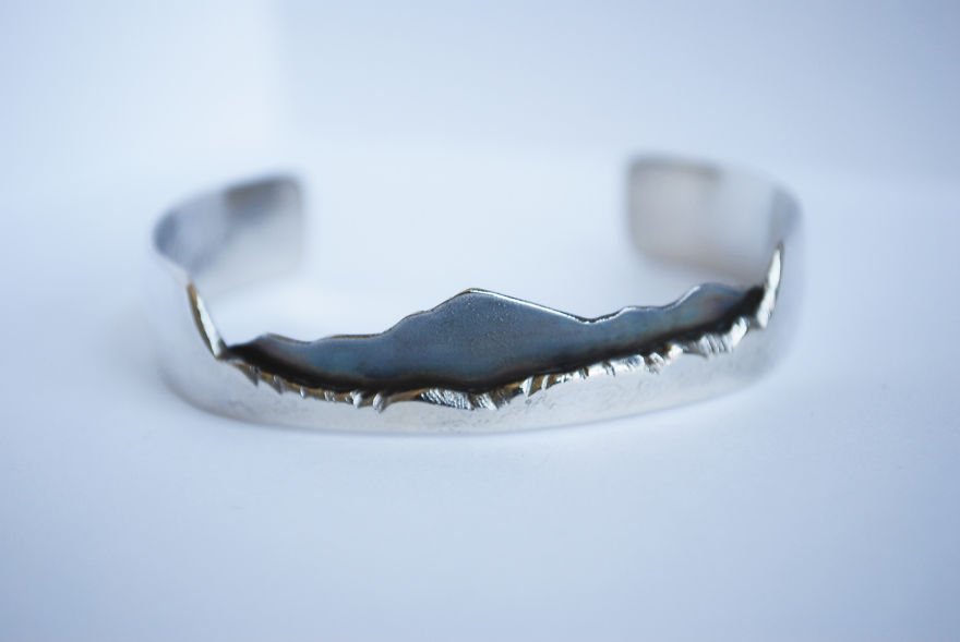 I'm A Metalsmith Making Custom Bracelets Of Mountains Using Sterling Silver