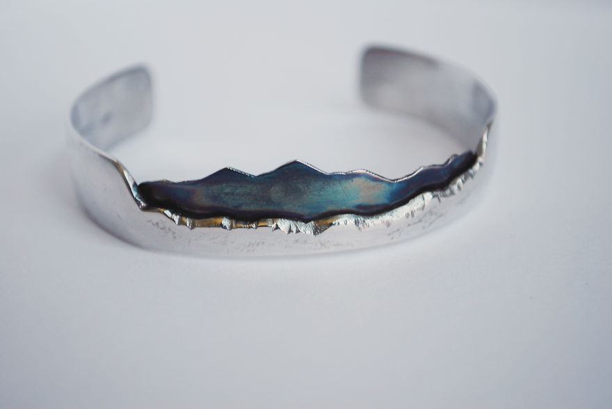 I'm A Metalsmith Making Custom Bracelets Of Mountains Using Sterling Silver