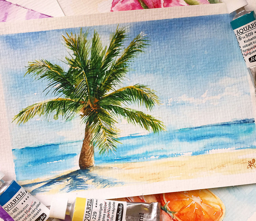 Summer, Don't Go Away! I Paint Colorful Summery Watercolor Postcards