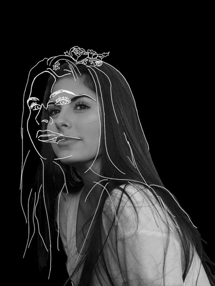 Girl Draws Over Her Friends Photos, The Result Is Beautiful