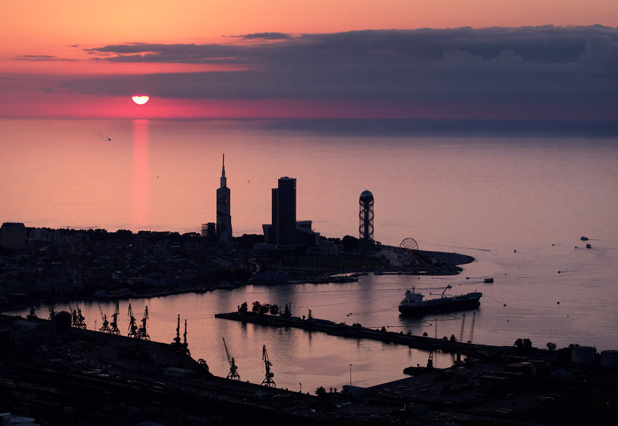 The City Of Batumi At Sunset