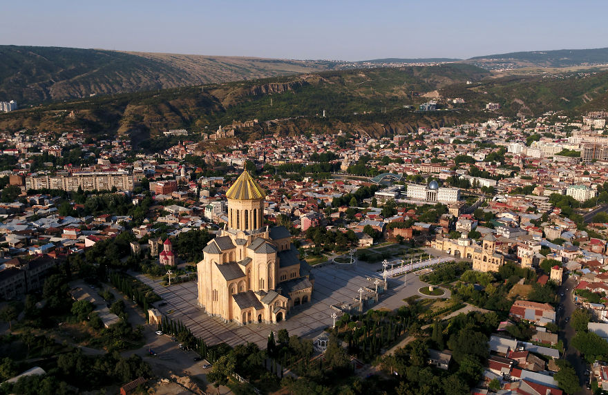 The Monolithic Holy Trinity Cathedral Looming Over Tbilisi