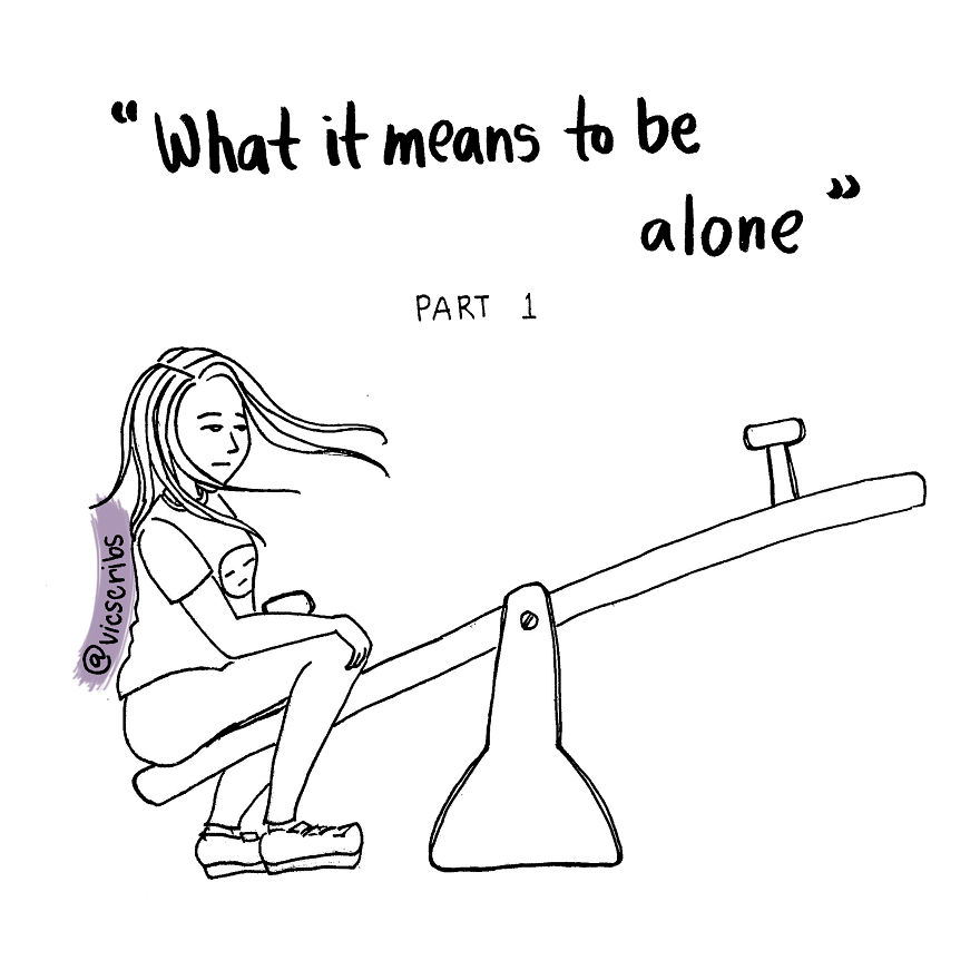 drawings of feeling alone