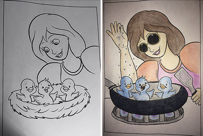 This Is What Happens When Adults Color Drawings For Children