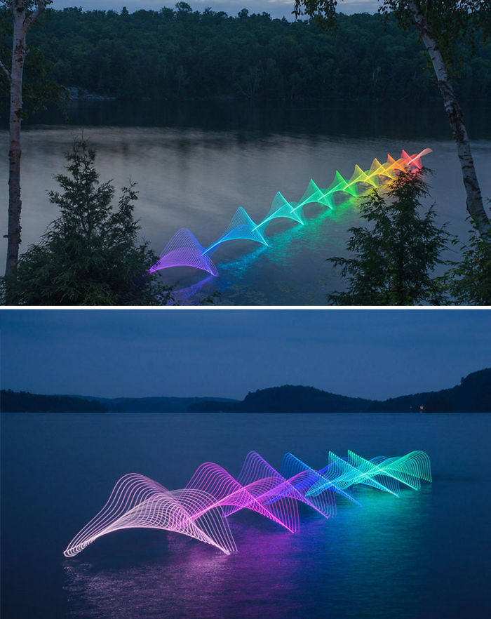 El movimiento de los remos en kayaks y canoas marcados con LEDs
