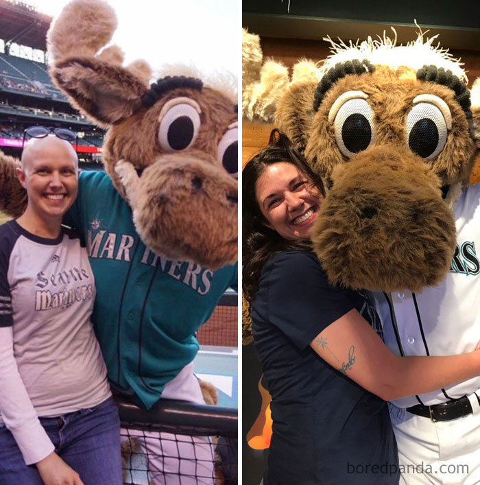 Enjoying A Spring Evening At The Ballpark With The Mariner Moose. 1103 Days Cancer Free