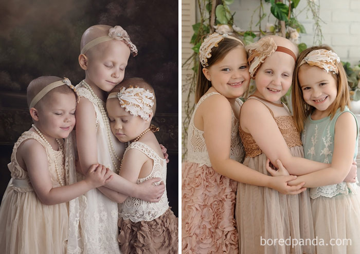 3-Year-Old Rylie, 6-Year-Old Rheann, And 4-Year-Old Ainsley Recreated Their Viral Photo 3 Years Later. All The Girls Are Now Cancer Free