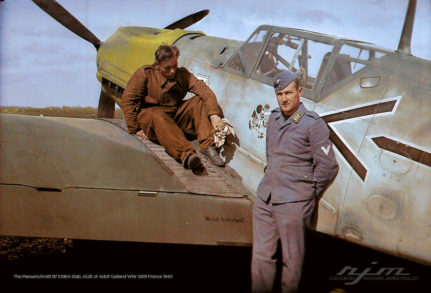 A Collection Of Colourised Images Of Messerschmitt Bf 109's And Pilots
