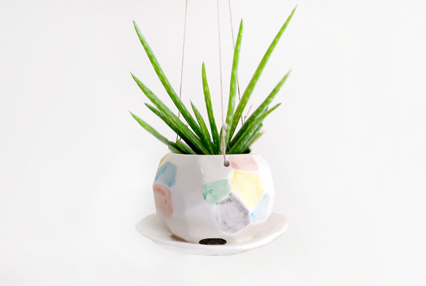 Multicolor Faceted Hanging Planter