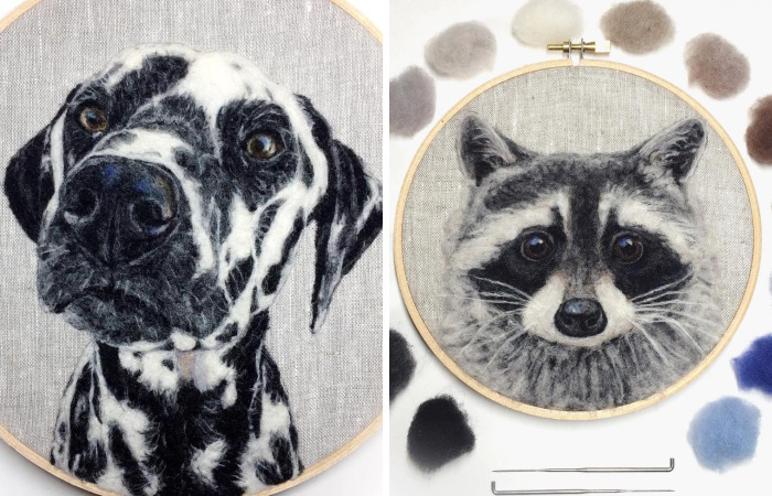 Artist Uses Needle And Wool To “Paint” Realistic Portraits Of Animals