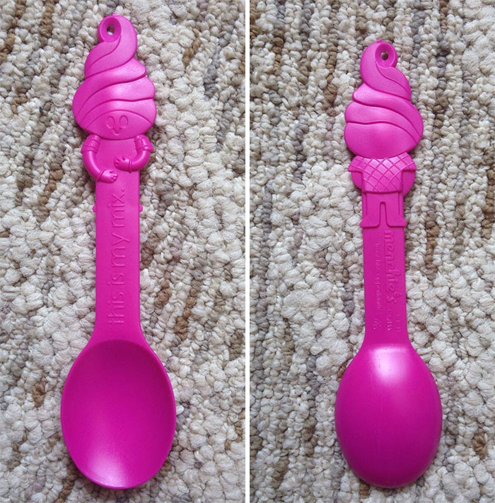 The Spoons They Give At The Frozen Yogurt Places Makes It Look Like He's Peeing When You Look At The Back