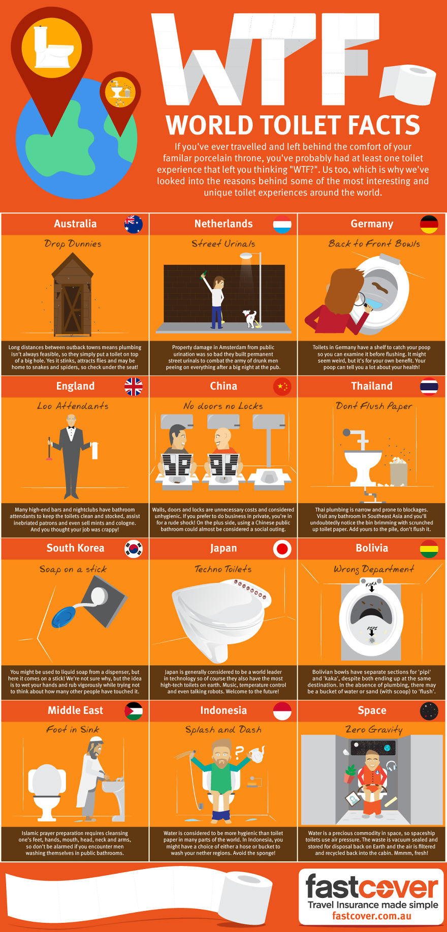 Travel Insurance Company Thinks Outside The Cubicle With This Hilariously Gross Infographic About The World's Weirdest Toilets. Travel Insurance Company Thinks Outside The Cubicle With This Hilariously Gross Infographic About The World's Weirdest Toilets.