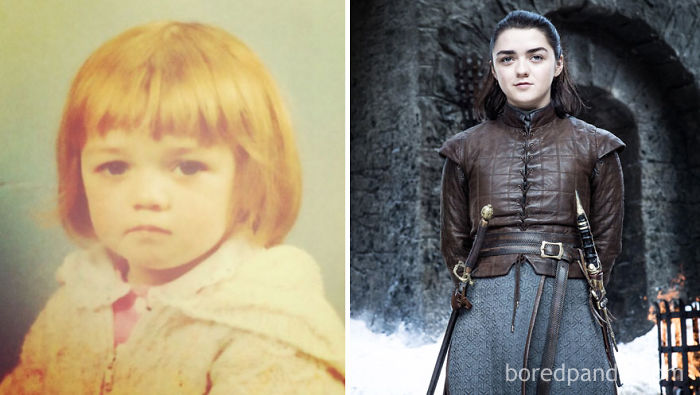 Maisie Williams de niña y como Arya Stark