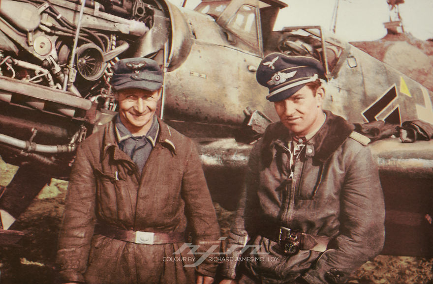 A Collection Of Colourised Images Of Messerschmitt Bf 109's And Pilots