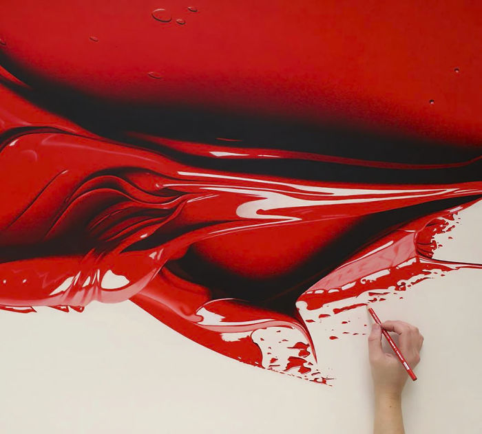 This Is Not What It Looks Like! These Giant Paint Blobs Are Actually Pencil Drawings