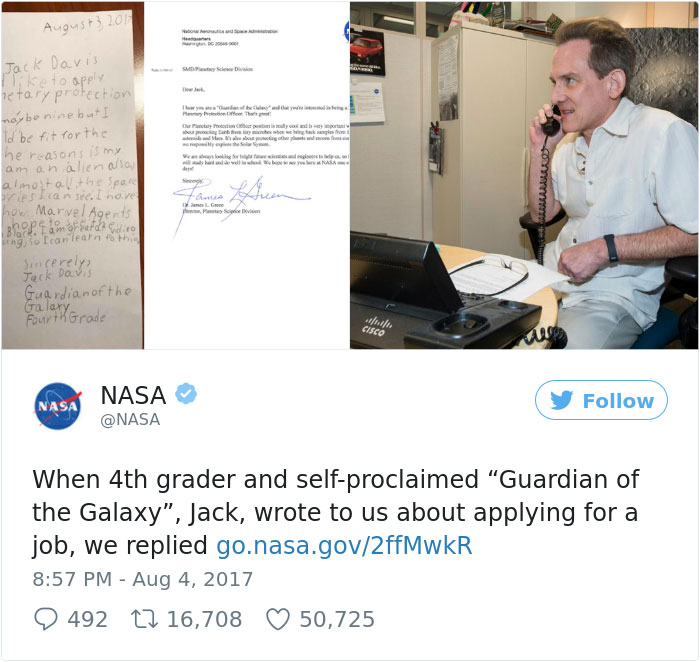 9-Year-Old Applies For Job At NASA, And Here's How NASA Responds