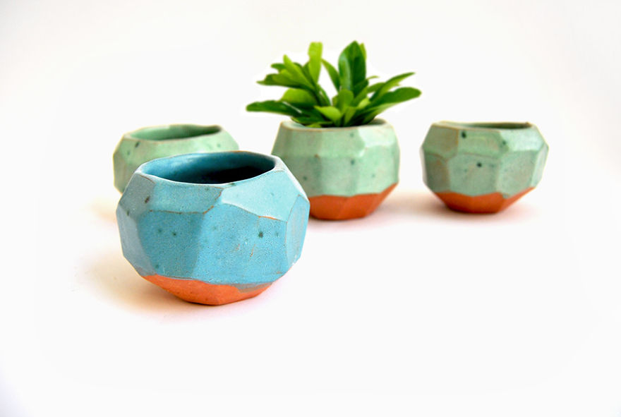Red Clay Faceted Planters