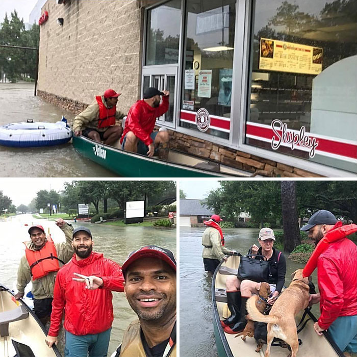My Friends Out Rescuing People And Pets In Houston Today And Taking A Break For Donuts. Closed Unfortunately. Good People!