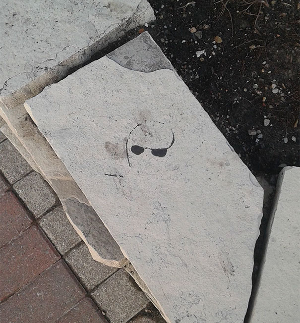 This Paint Spill Looks Like A Head With Sunglasses