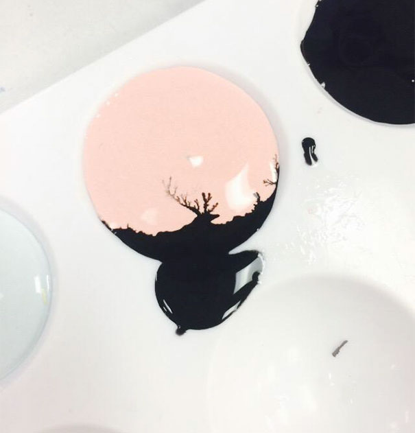 Deer Formed From An Accidental Drop Of Black Paint
