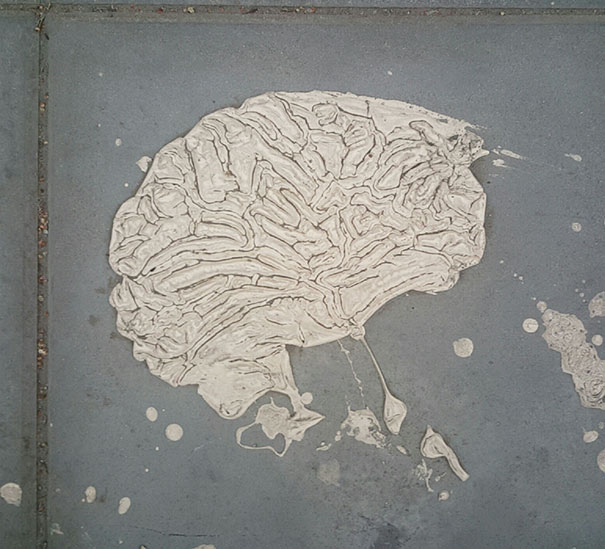 This Paint Mark On The Sidewalk Looks Like A Human Brain