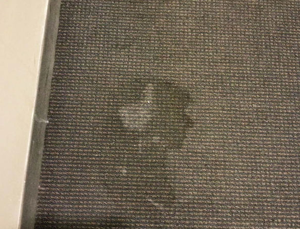 Coworker Spilled Their Drink, And The Stain Looks Like A Woman Wearing Headphones