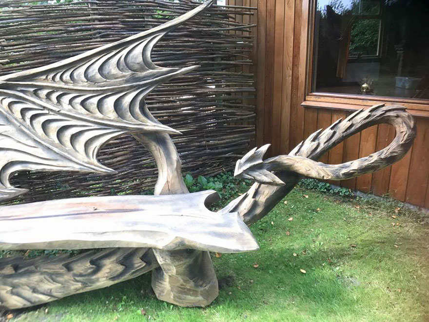 This Incredible Dragon Bench Was Carved Using A Chainsaw