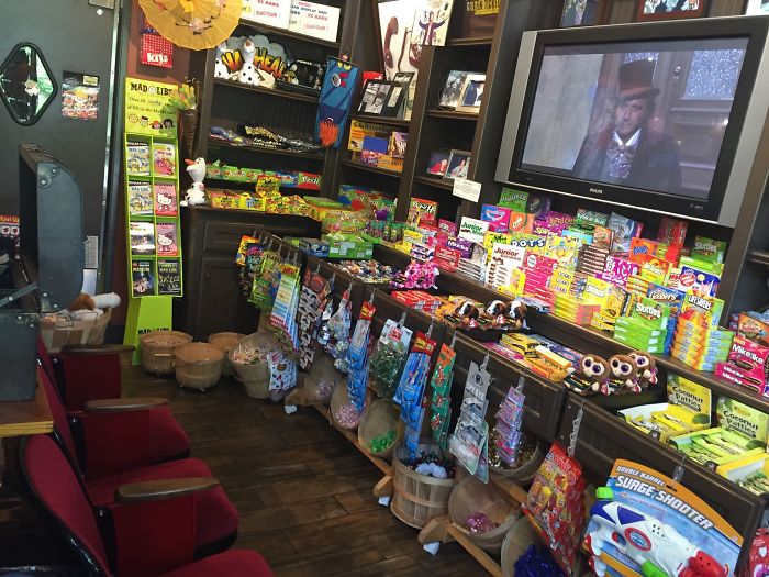 The Candy Shop Near My House Has A Mini Theater Area Where They Play Willy Wonka & The Chocolate Factory On Repeat