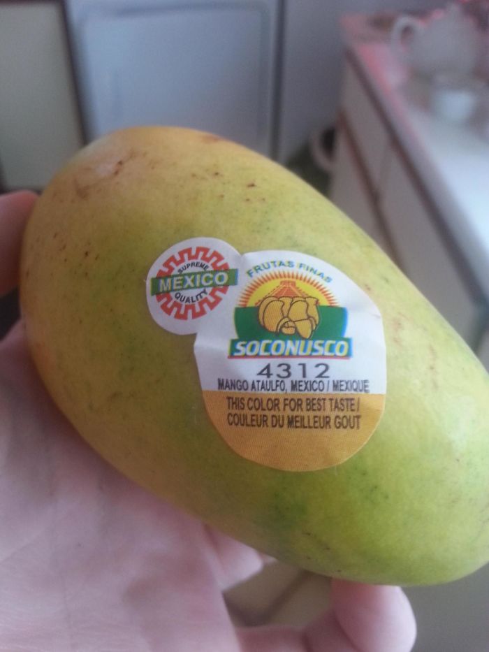 The Sticker On This Mango Shows You What Colour The Fruit Should Be When It Will Taste The Best
