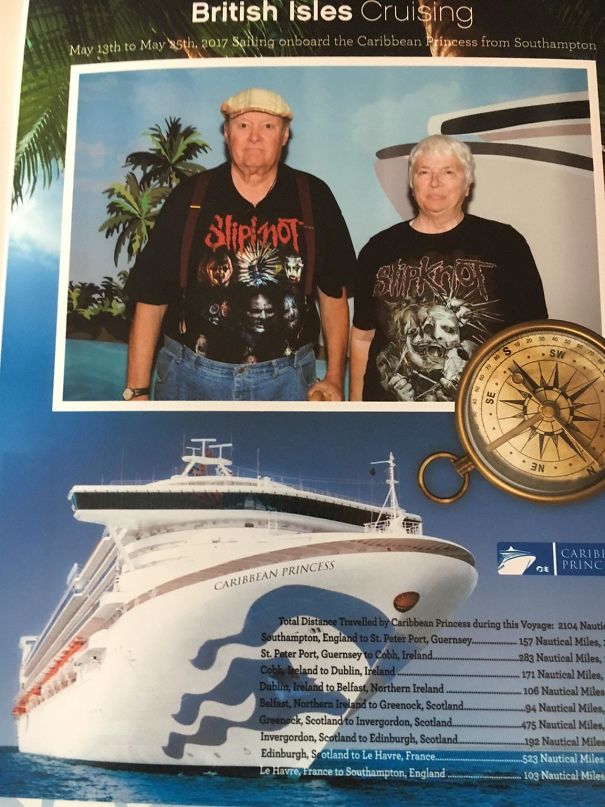 My Father-In-Law (73) And Mother-In-Law (70) Went On A Cruise A Few Weeks Ago. This Was Their Embarkation Photo