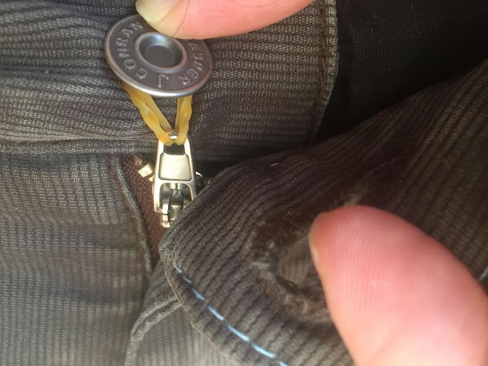 Small Elastic Band Fixes Pesky Zipper That Won't Stay Up