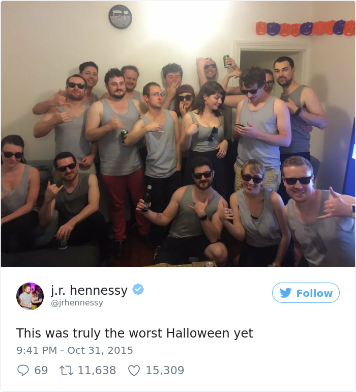 Hicimos una fiesta de halloween y todos se disfrazaron de mi imagen en Twitter, vaya pesadilla