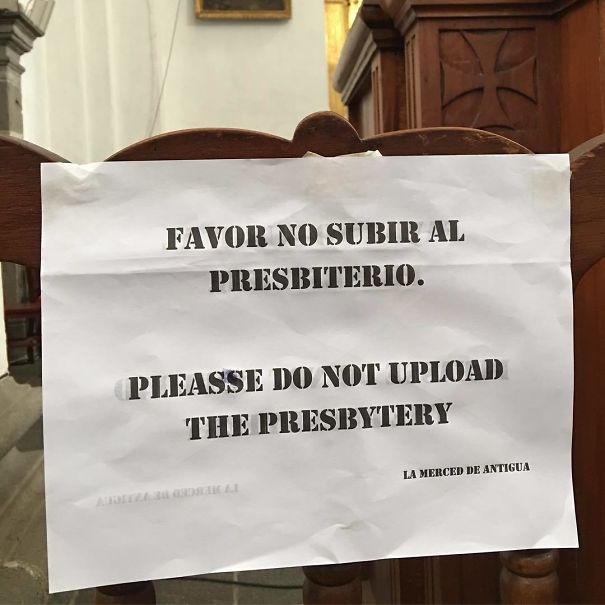 Wrong translated sign about presbytery 