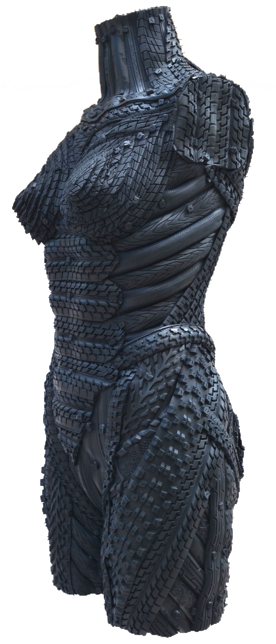 Recycled Tire Sculpture Of Female Torso