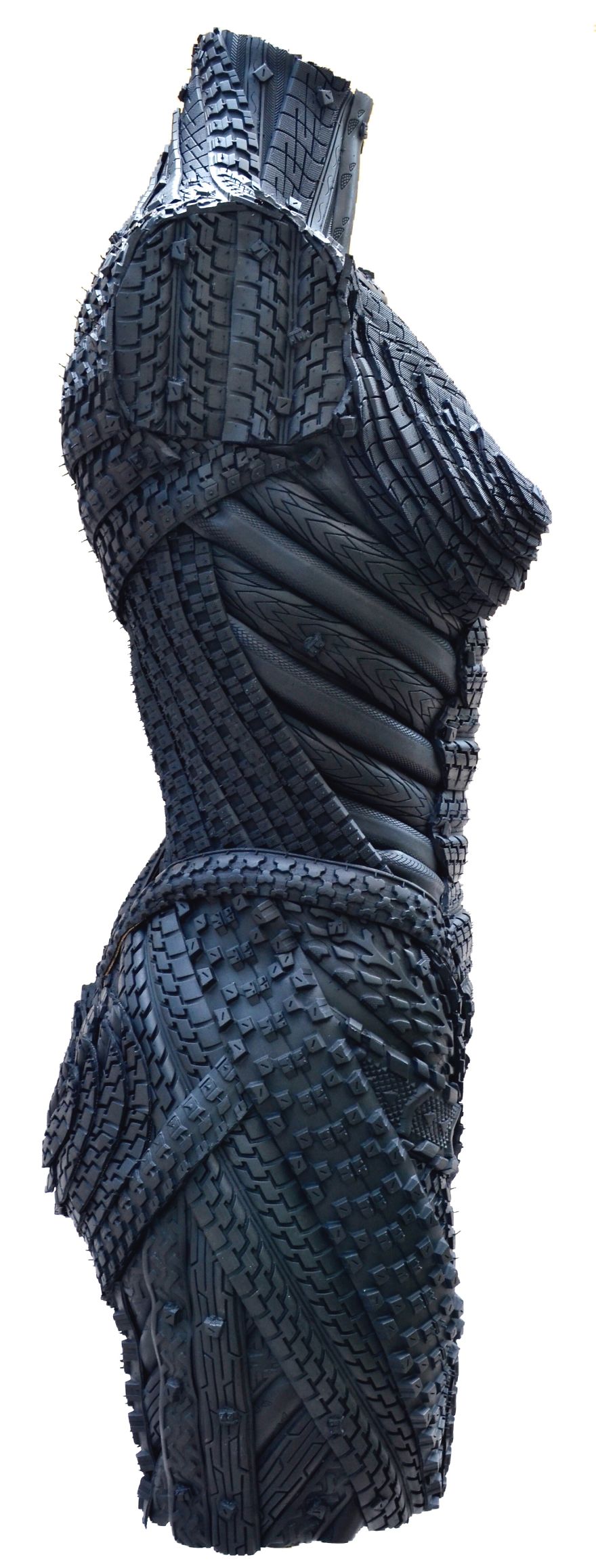 Recycled Tire Sculpture Of Female Torso