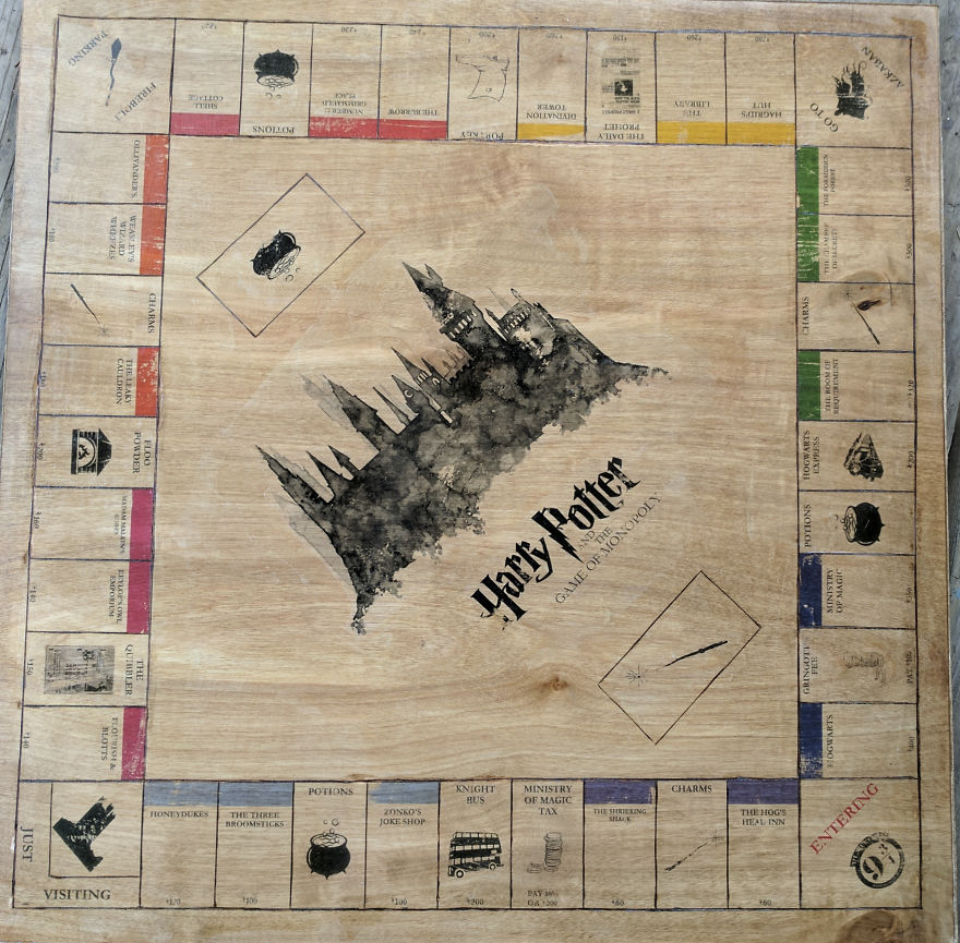 I Made A Harry Potter Monopoly Board For My Best Friend's Birthday