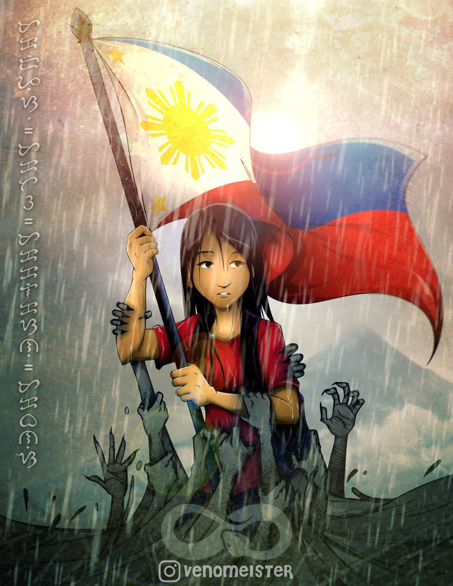 This Is Janella Lelis, A School Girl Who Save The Philippine Flag During The Monsoon Floods