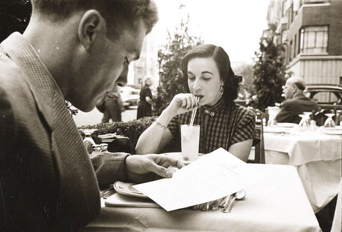 At An Outdoor Cafe With A Woman, 1948