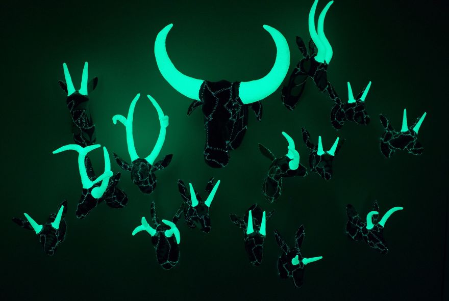 Hand-Sewn Glow-In-The-Dark Creatures
