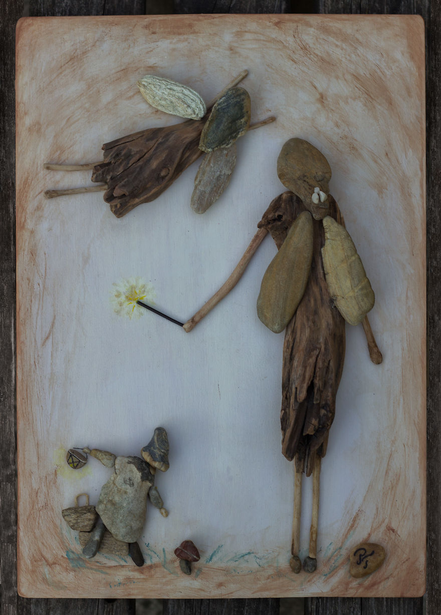 I Am Making Pictures Using Stones, Paint, Wood, And Imagination