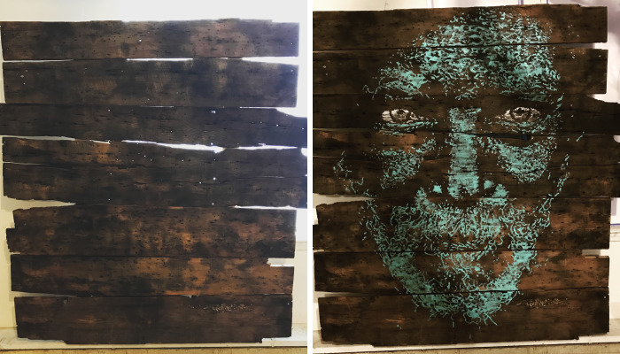 I Created A Portrait On 100-Year-Old Barn Wood