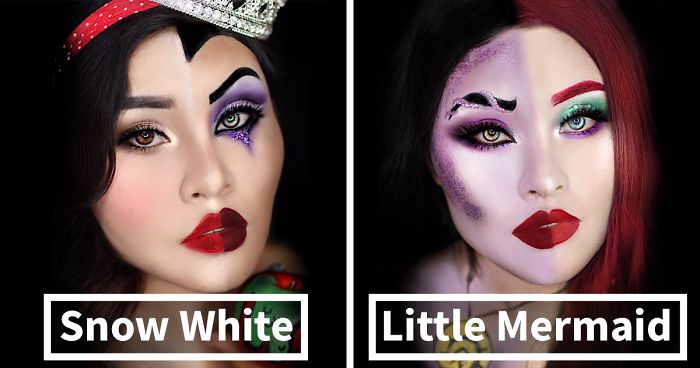I Merged Disney Princesses And Villains To Create These Makeup Looks |  Bored Panda