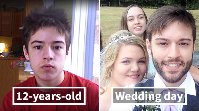 Guy Takes A Selfie Every Day From 12 Until His Wedding Day, Finally Smiles