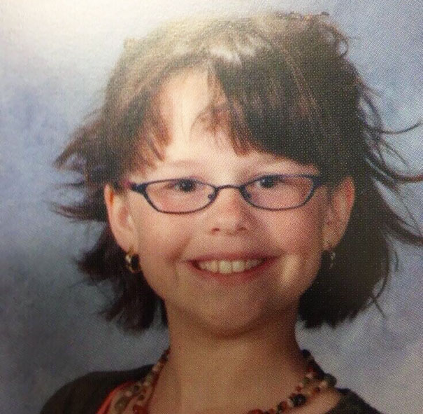 My Friend's Yearbook Picture From 2nd Grade. Apparently She Used To Be A Lesbian Art Teacher