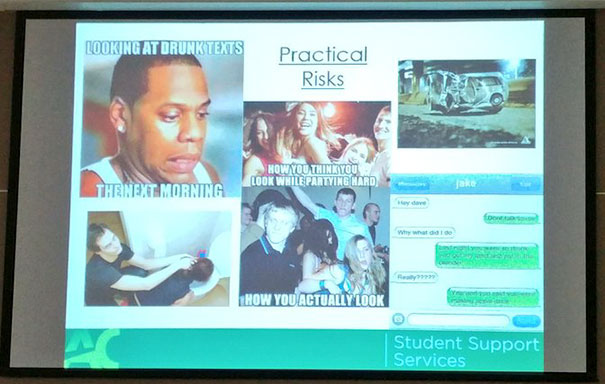 Talking Harm Reduction On Canadian Psis Meanwhile A Presentation Slide On Alcohol's Practical Risks