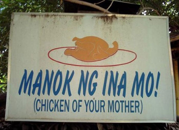 Wrong translated chicken sign 