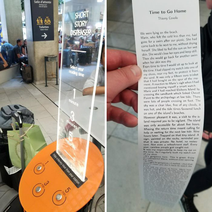 Esta máquina en el aeropuerto imprime historias cortas gratis para leer mientras esperas