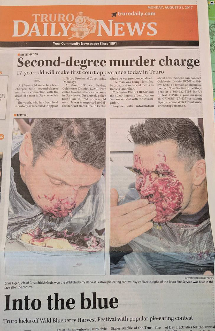 Headline Placement For A Local Pie Eating Contest